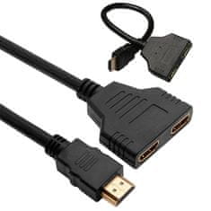 Verk 06291 Rozbočovač signálu HDMI FULL HD 2 porty, 30 cm černá