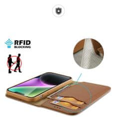 Dux Ducis Hivo kožené pouzdro s RFID blokováním na iPhone 15 PLUS 6.7" Brown