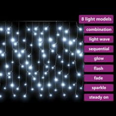 Vidaxl LED světelný závěs rampouchy 10 m 400 LED studený bílý 8 funkcí