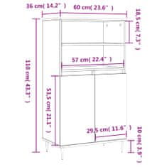 Vidaxl Skříň highboard betonově šedá 60 x 36 x 110 cm kompozitní dřevo