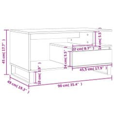 Vidaxl Konferenční stolek kouřový dub 90x49x45 cm kompozitní dřevo