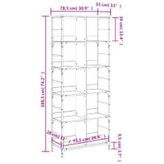 Vidaxl Knihovna hnědý dub 78,5 x 33 x 188,5 cm kompozitní dřevo