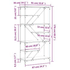 Vidaxl Knihovna dub sonoma 91 x 36 x 176 cm kompozitní dřevo a ocel