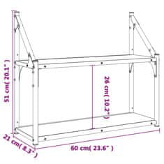 Greatstore 2patrová nástěnná police dub sonoma 60 x 21 x 51 cm kompozit