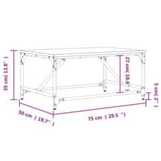 Greatstore Konferenční stolek kouřový dub 75 x 50 x 35 cm kompozitní dřevo