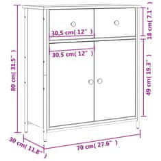 Vidaxl Příborník hnědý dub 70 x 30 x 80 cm kompozitní dřevo