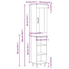 Vidaxl Skříň highboard betonově šedá 34,5x34x180 cm kompozitní dřevo