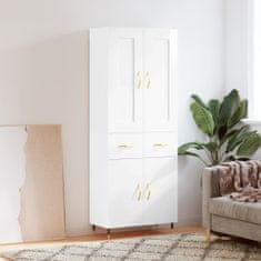 Vidaxl Skříň highboard lesklá bílá 69,5 x 34 x 180 cm kompozitní dřevo