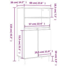 Vidaxl Skříň highboard černá 60 x 36 x 110 cm kompozitní dřevo