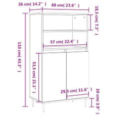 Vidaxl Skříň highboard kouřový dub 60 x 36 x 110 cm kompozitní dřevo