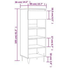 Vidaxl Botník bílý s vysokým leskem 40 x 36 x 105 cm kompozitní dřevo