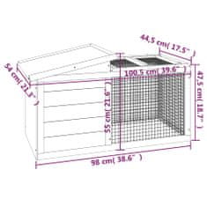 Vidaxl Králíkárna moka 100,5 x 54 x 55 cm masivní borové dřevo