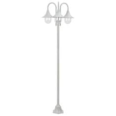 Vidaxl Zahradní sloupová lampa 3 ramena E27 220 cm hliník bílá