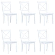 Vidaxl Jídelní židle 6 ks bílé masivní kaučukovník