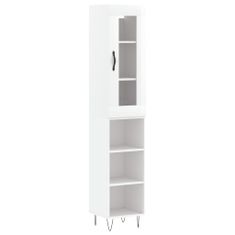 Vidaxl Skříň highboard bílá s vysokým leskem 34,5x34x180 cm kompozit