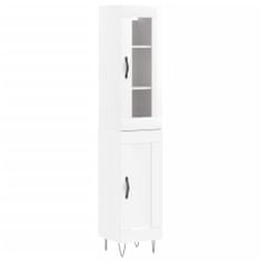 Vidaxl Skříň highboard bílá s vysokým leskem 34,5x34x180 cm kompozit