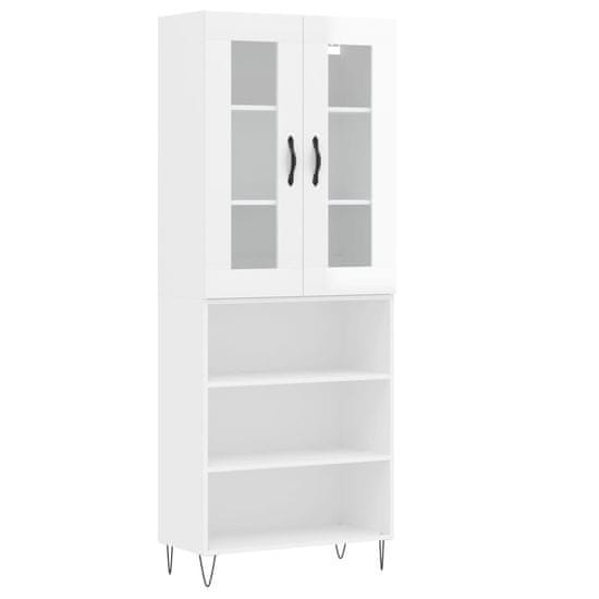 Vidaxl Skříň highboard lesklá bílá 69,5 x 34 x 180 cm kompozitní dřevo