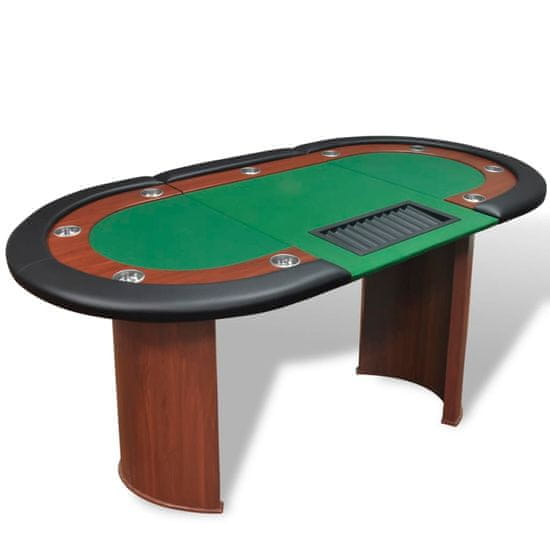 Vidaxl Pokerový stůl pro 10 hráčů, zóna pro dealera + držák na žetony