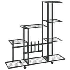 Vidaxl Stojan na květiny na kolečkách 94,5 x 25 x 92,5 cm černý kov