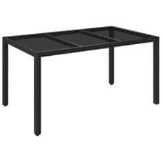 Vidaxl Zahradní stůl se skleněnou deskou černý 150x90x75 cm polyratan