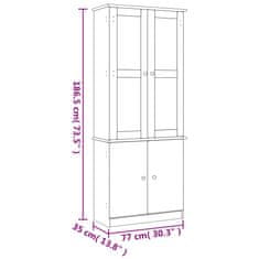 Vidaxl Prosklená vitrína ALTA bílá 77x35x186,5 cm masivní borové dřevo