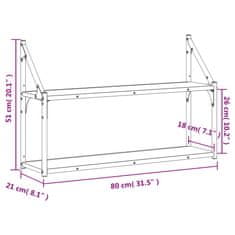 Vidaxl 2patrová nástěnná police dub sonoma 80 x 21 x 51 cm kompozit