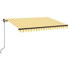 Vidaxl Ručně zatahovací markýza s LED světlem 350 x 250 cm žlutobílá