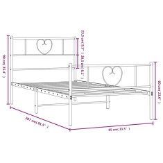 Vidaxl Kovový rám postele s hlavovým a nožním čelem bílý 80 x 200 cm