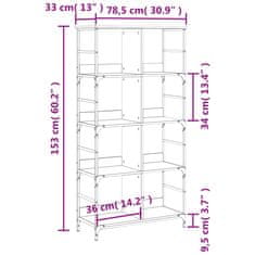 Greatstore Knihovna dub sonoma 78,5 x 33 x 153 cm kompozitní dřevo