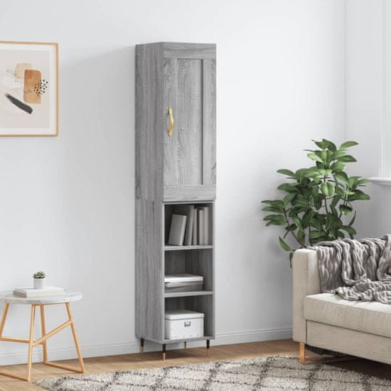 Greatstore Skříň highboard šedá sonoma 34,5 x 34 x 180 cm kompozitní dřevo