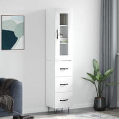 Greatstore Skříň highboard bílá s vysokým leskem 34,5x34x180 cm kompozit