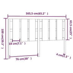 Vidaxl Čelo postele bílé 165,5 x 4 x 100 cm masivní borovice