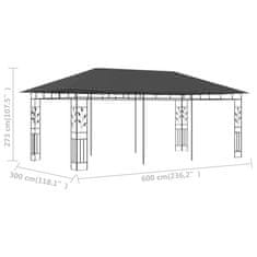 Vidaxl Altán s moskytiérou 6 x 3 x 2,73 m antracitový