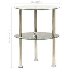 Vidaxl 322789 2-Tier Side Table Transparent & Black 38 cm Tempered Glass