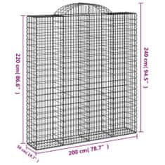 Vidaxl Klenuté gabionové koše 12ks 200x50x220/240cm pozinkované železo