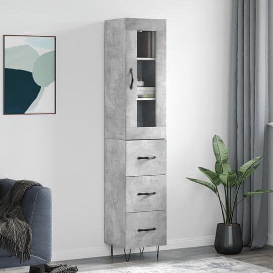 Greatstore Skříň highboard betonově šedá 34,5x34x180 cm kompozitní dřevo