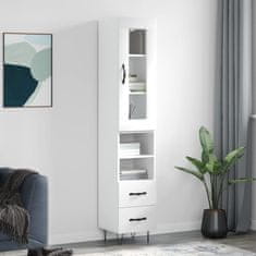 Greatstore Skříň highboard bílá s vysokým leskem 34,5x34x180 cm kompozit