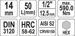 YATO Nástavec 1/2" bit Imbus H14