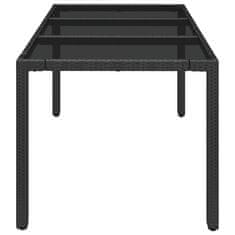 Vidaxl Zahradní stůl se skleněnou deskou černý 150x90x75 cm polyratan