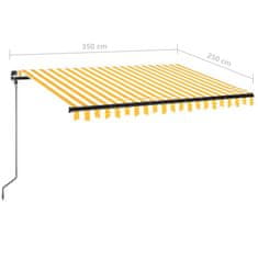 Vidaxl Ručně zatahovací markýza s LED světlem 350 x 250 cm žlutobílá