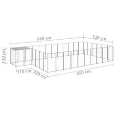 Vidaxl Psí kotec stříbrný 19,36 m² ocel