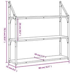 Vidaxl 3patrová nástěnná police hnědý dub 80 x 21 x 78,5 cm kompozit