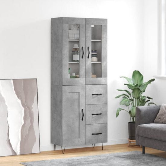 Vidaxl Skříň highboard betonově šedá 69,5x34x180 cm kompozitní dřevo