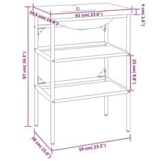 Vidaxl Koupelnový rám s vestavěným umyvadlem černý železo