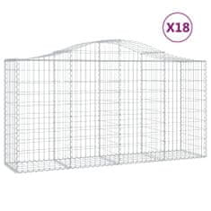 Vidaxl Klenuté gabionové koše 18ks 200x50x100/120cm pozinkované železo