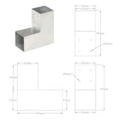 Vidaxl Trámová spojka 4 ks ve tvaru L pozinkovaný kov 81 x 81 mm