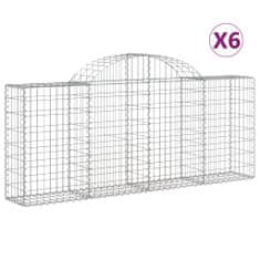 Vidaxl Klenuté gabionové koše 6 ks 200x30x80/100 cm pozinkované železo