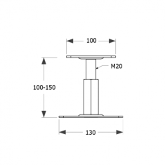 DOMAX PR 100/130 Stavitelná patka sloupku 100x130x100-150 mm M20