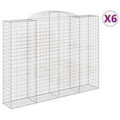 Vidaxl Klenuté gabionové koše 6 ks 300x50x220/240cm pozinkované železo