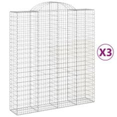 Vidaxl Klenuté gabionové koše 3 ks 200x50x220/240cm pozinkované železo